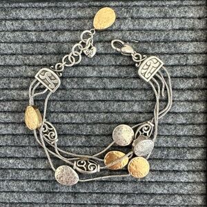 Brighton Mediterranean Bracelet Signed gold Silver Plated multi metal chain